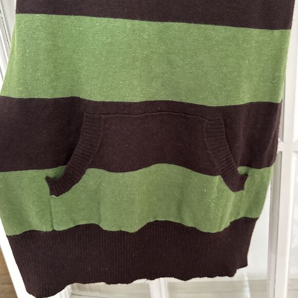 Y2K Green Brown Striped Sweater Dress Women's M - Picture 4 of 5